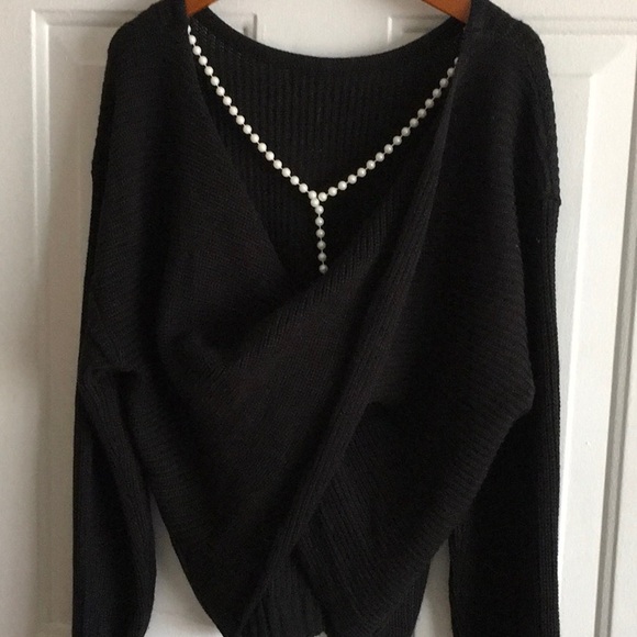 NEW Pearls Chain Twist Back Drop Shoulder Sweater 102 - Picture 2 of 3